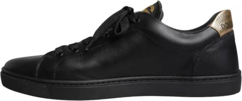 Dolce & Gabbana Zwarte Leren Hart Sneakers met Logo Black Heren