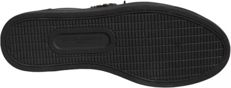Dolce & Gabbana Zwarte Leren Hart Sneakers met Logo Black Heren
