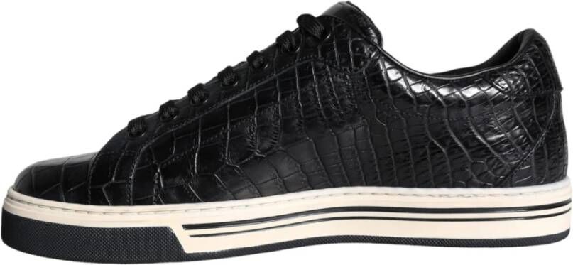 Dolce & Gabbana Zwarte Leren Heren Lage Top Sneakers Black Heren