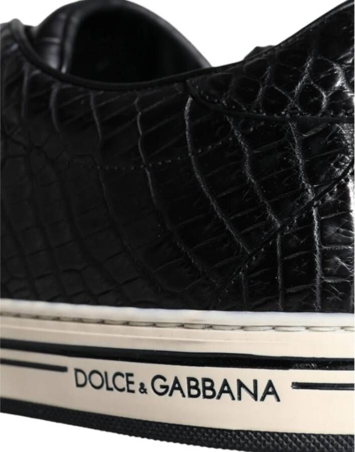 Dolce & Gabbana Zwarte Leren Heren Lage Top Sneakers Black Heren