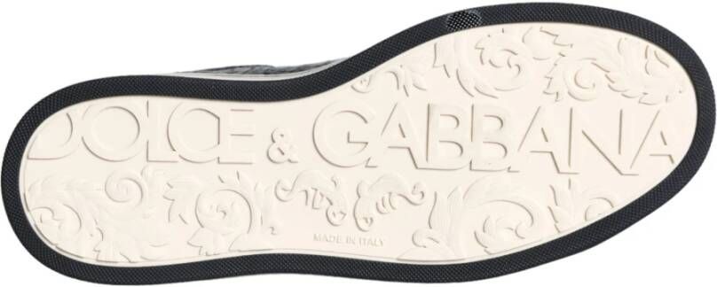 Dolce & Gabbana Zwarte Leren Heren Lage Top Sneakers Black Heren