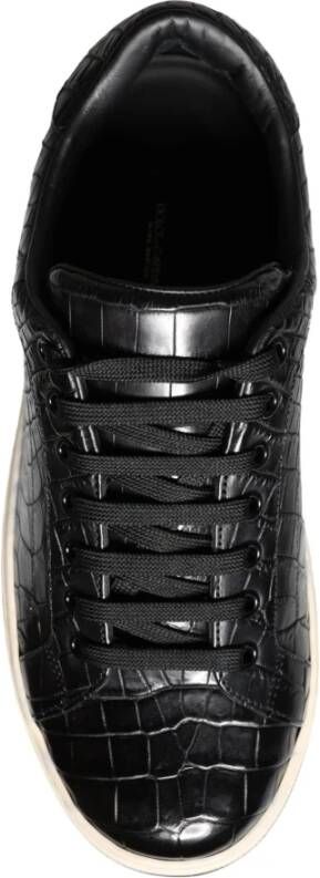 Dolce & Gabbana Zwarte Leren Heren Lage Top Sneakers Black Heren