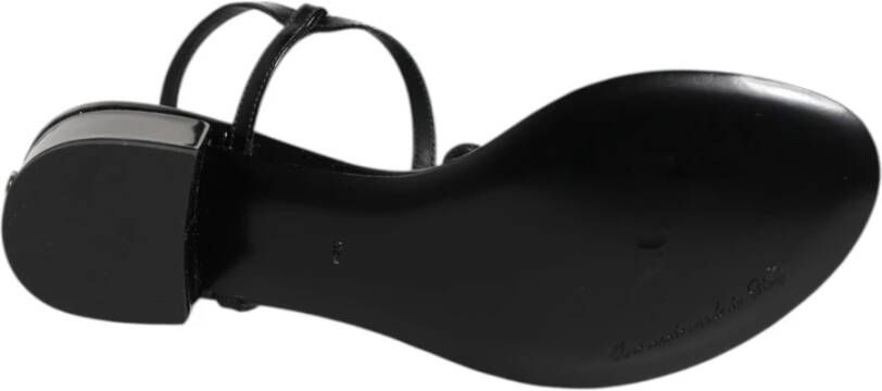 Dolce & Gabbana Zwarte leren kristallen enkelband sandalen