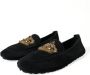 Dolce & Gabbana Elegante Zwarte Leren Loafer Slides met Gouden Borduursel Black Heren - Thumbnail 9
