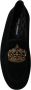 Dolce & Gabbana Elegante Zwarte Leren Loafer Slides met Gouden Borduursel Black Heren - Thumbnail 15