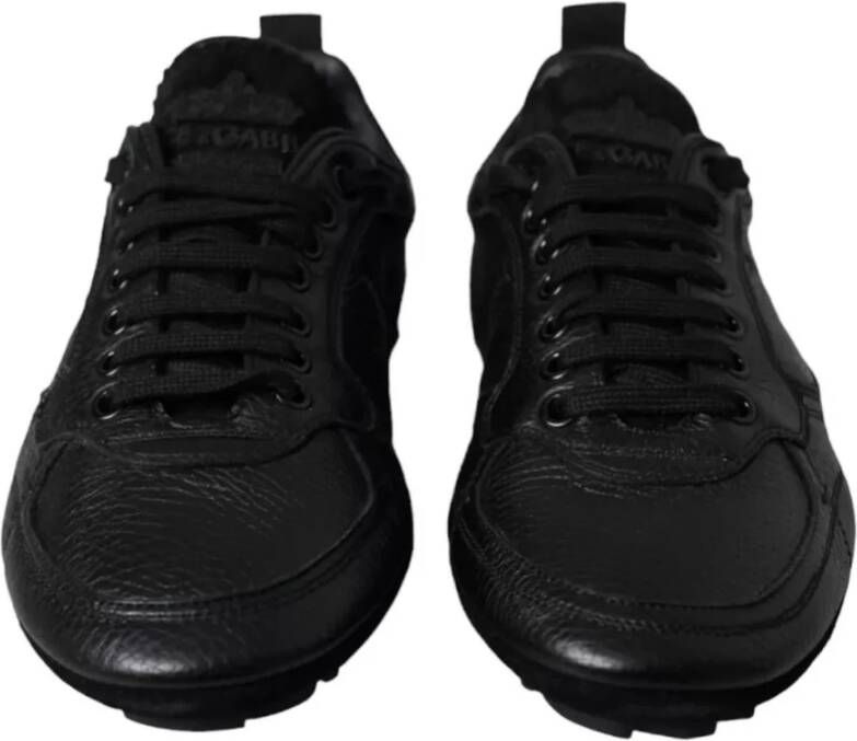 Dolce & Gabbana Zwarte leren lage sneakers