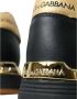Dolce & Gabbana Leren Lage Sneakers In Zwart Met Gouden Details - Thumbnail 10