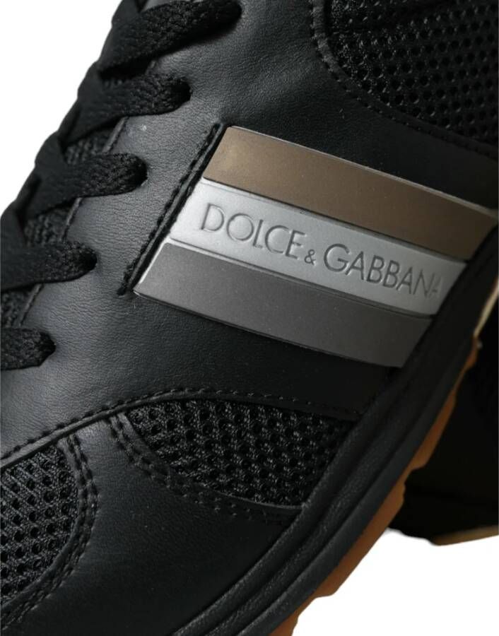 Dolce & Gabbana Zwarte leren lage sneakers Multicolor Heren