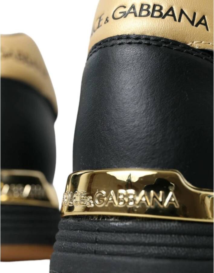Dolce & Gabbana Zwarte leren lage sneakers Multicolor Heren