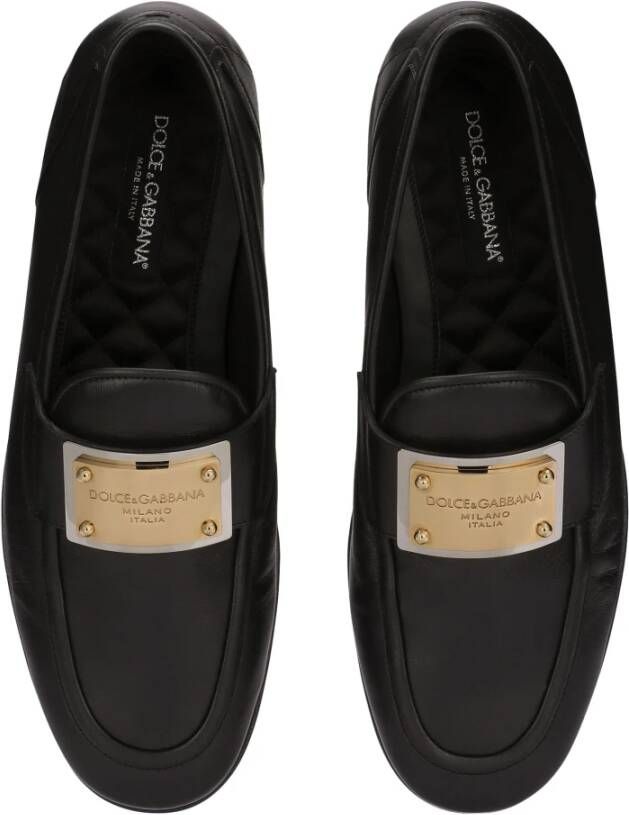 Dolce & Gabbana Zwarte Leren Loafers Black Heren