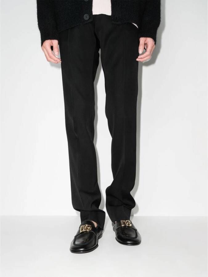 Dolce & Gabbana Zwarte leren loafers met interlocking DG-plaque
