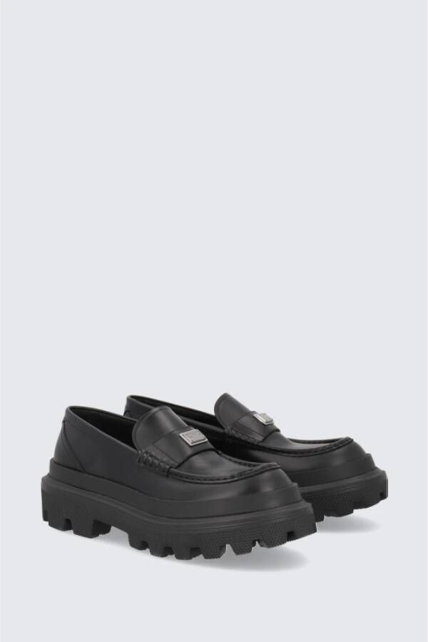 Dolce & Gabbana Zwarte Leren Loafers Sandalen EU Black Heren
