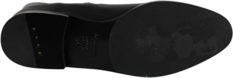 Dolce & Gabbana Zwarte Leren Logo Korte Laarzen