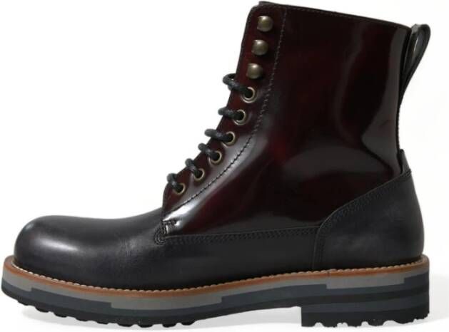 Dolce & Gabbana Zwarte leren militaire gevechtslaarzen Black Heren