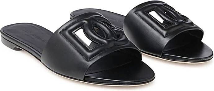 Dolce & Gabbana Zwarte leren Millennials flats Black Dames