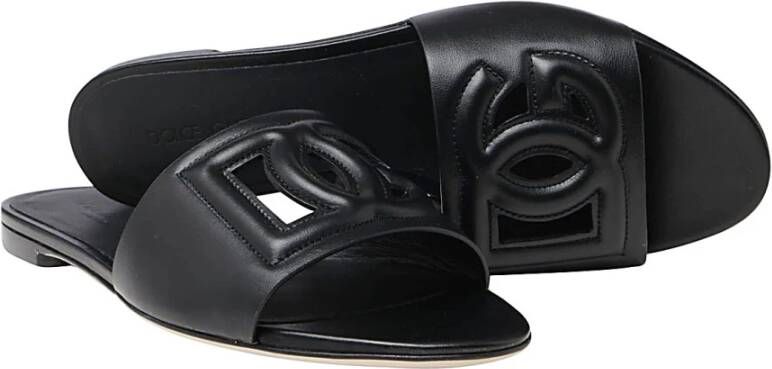 Dolce & Gabbana Zwarte leren Millennials flats Black Dames