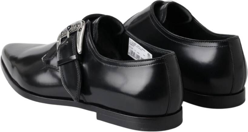 Dolce & Gabbana Zwarte Leren Monk Strap Schoenen Black Heren