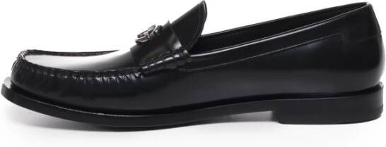 Dolce & Gabbana Zwarte leren platte schoenen Black Heren