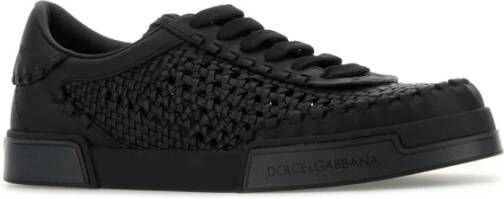 Dolce & Gabbana Zwarte leren Portofino sneakers met veters