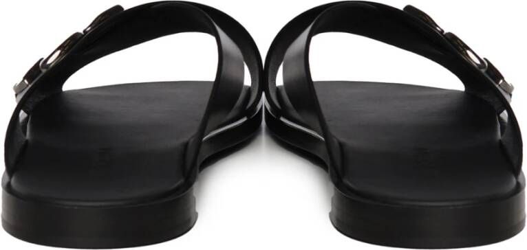 Dolce & Gabbana Zwarte leren sandalen met DG-logo Black Heren