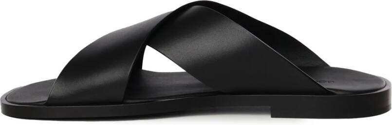 Dolce & Gabbana Zwarte leren sandalen met DG-logo Black Heren