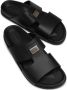 Dolce & Gabbana Zwarte Leren Sandalen Platte Rubberen Zool - Thumbnail 2