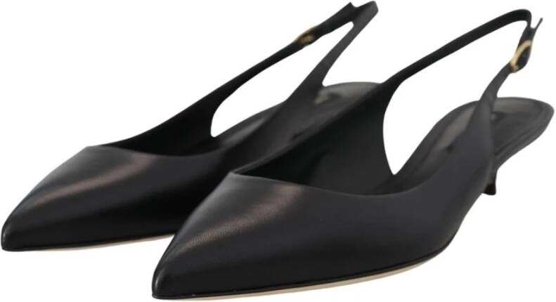 Dolce & Gabbana Zwarte Leren Slingbacks met Gespsluiting Zwart Dames