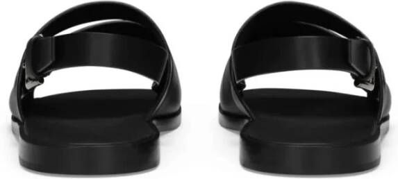 Dolce & Gabbana Zwarte Leren Slippers Black Heren