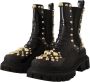 Dolce & Gabbana Black Leather Studded Combat Boots Zwart Dames - Thumbnail 3