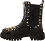 Dolce & Gabbana Black Leather Studded Combat Boots Zwart Dames - Thumbnail 5