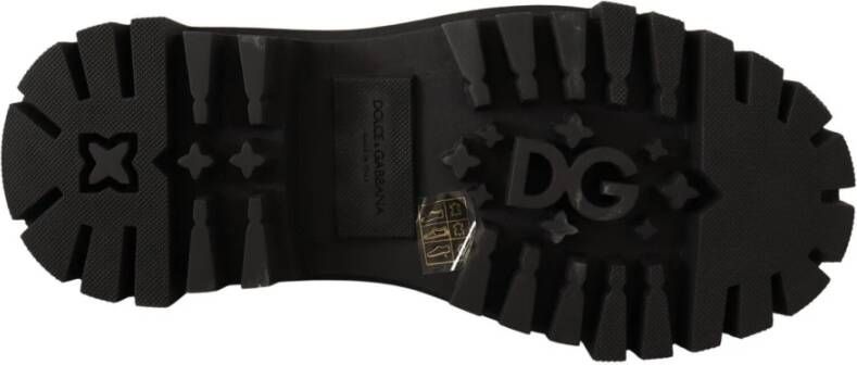 Dolce & Gabbana Zwarte Leren Studs Combat Boots Zwart Dames