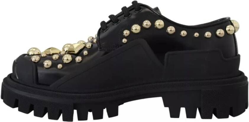 Dolce & Gabbana Prachtige Zwarte Trekking Derby met Gouden Studs Black Dames - Foto 3