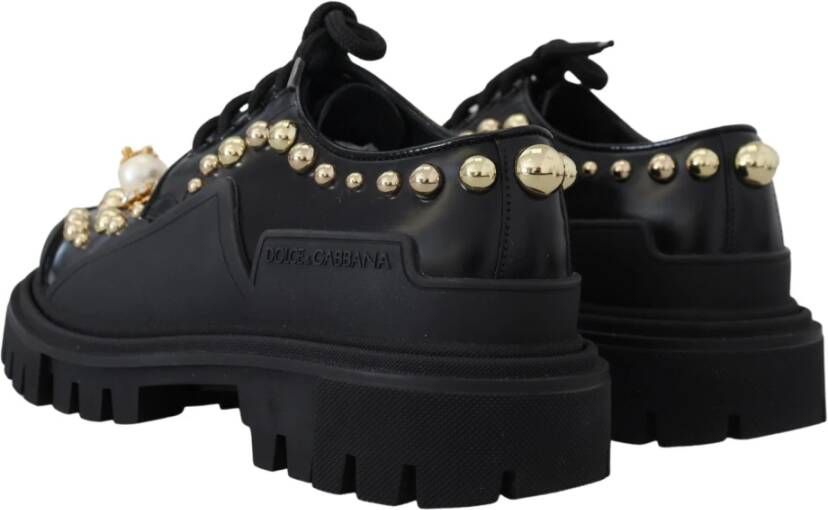 Dolce & Gabbana Zwarte leren trekking derby schoenen Black Heren