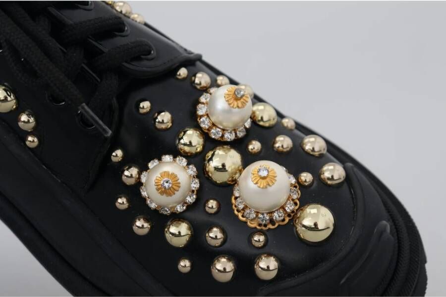 Dolce & Gabbana Zwarte leren trekking derby schoenen Black Heren