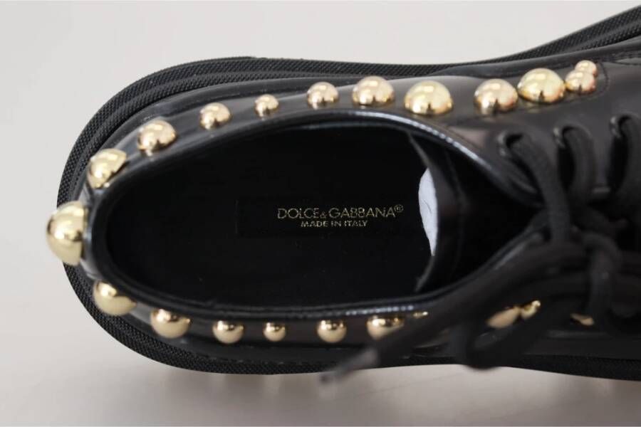 Dolce & Gabbana Zwarte leren trekking derby versierde schoenen Black Dames