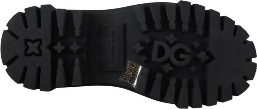 Dolce & Gabbana Zwarte leren trekking derby versierde schoenen Black Dames