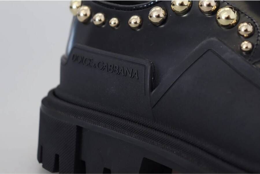 Dolce & Gabbana Zwarte leren trekking derby versierde schoenen Black Dames