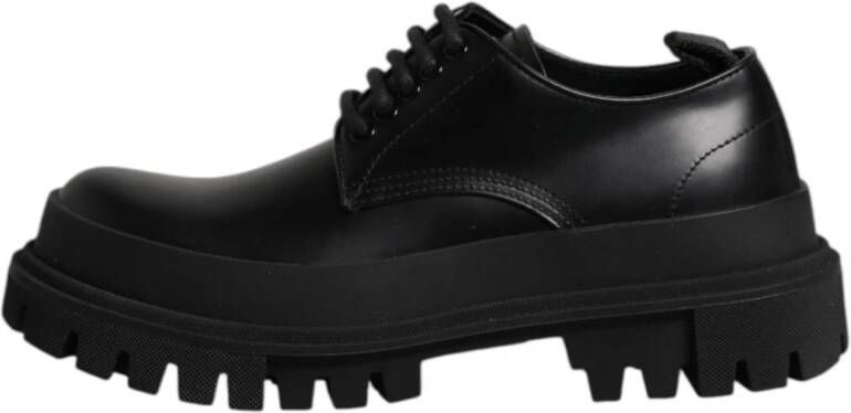 Dolce & Gabbana Zwarte leren veterschoenen