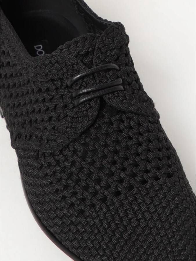 Dolce & Gabbana Zwarte Leren Veterschoenen