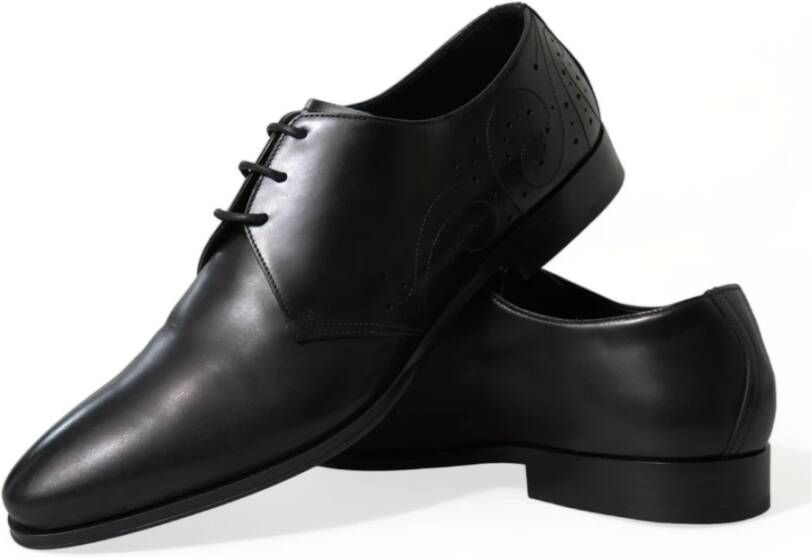 Dolce & Gabbana Zwarte leren veterschoenen Black Heren