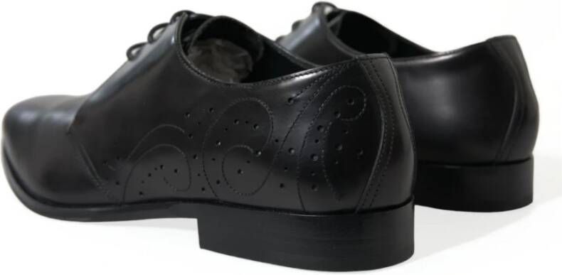 Dolce & Gabbana Zwarte Leren Veterschoenen Derby Model Black Heren