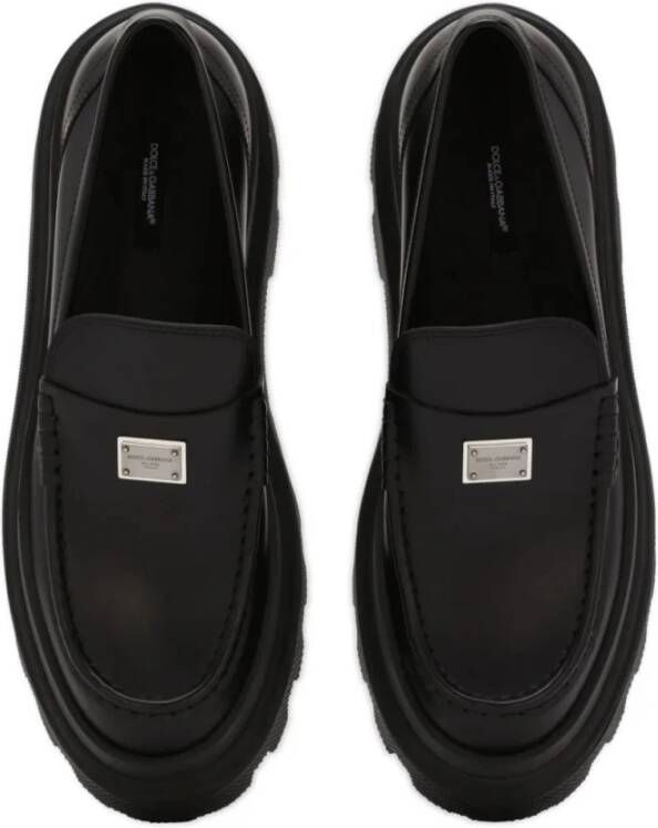 Dolce & Gabbana Zwarte Loafers met Logo-Plaque Black Heren