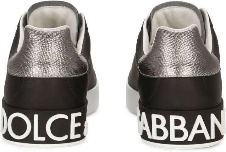 Dolce & Gabbana Zwarte Logo-Patch Lage Sneakers Black Heren