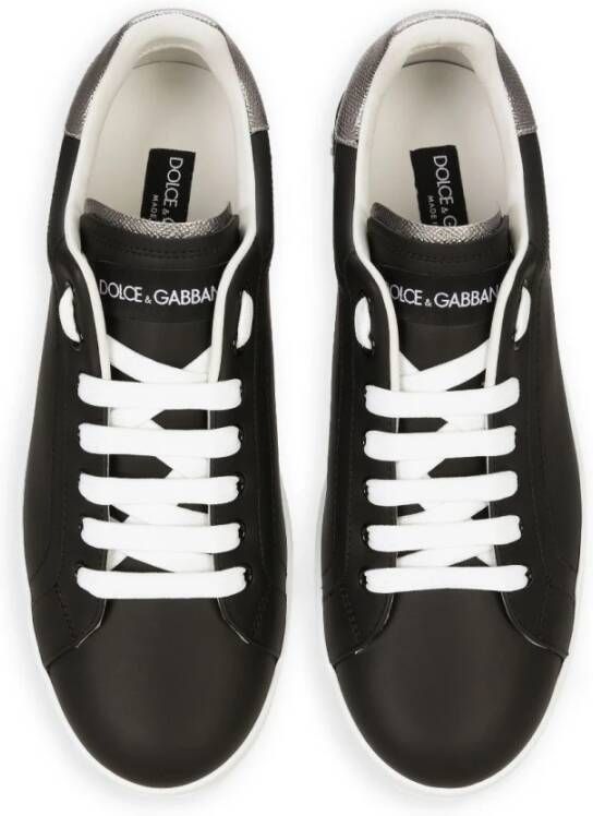 Dolce & Gabbana Zwarte Logo-Patch Lage Sneakers Black Heren