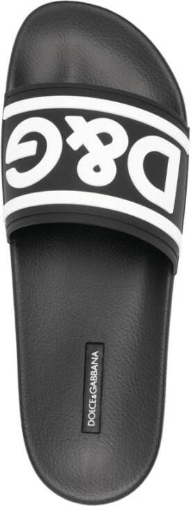 Dolce & Gabbana Zwarte Logo-Print Sandalen Black Heren