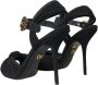 Dolce & Gabbana Zwarte Tule Stretch Enkelband Sandalen Black Dames - Thumbnail 4