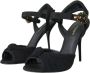 Dolce & Gabbana Zwarte Tule Stretch Enkelband Sandalen Black Dames - Thumbnail 14