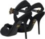 Dolce & Gabbana Zwarte Tule Stretch Enkelband Sandalen Black Dames - Thumbnail 15