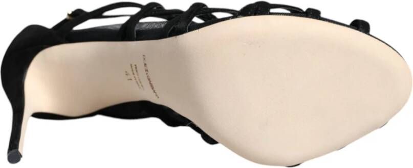 Dolce & Gabbana Zwarte Mesh Hakken Sandalen Schoenen