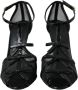 Dolce & Gabbana Zwarte Mesh T-Strap Hoge Hak Sandalen Black Dames - Thumbnail 3